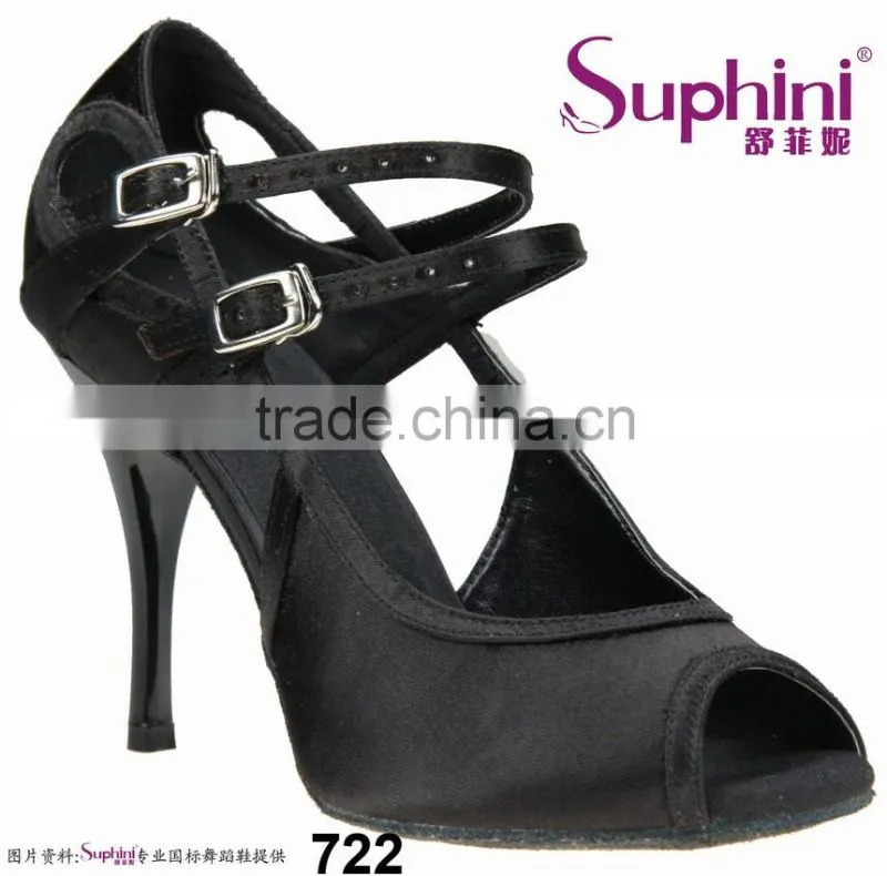Suphini Black Dance Sport Shoes Heel Tango Shoes