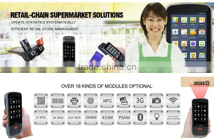 Window 6.5 Mobile Phone Printer Barcode Scanner Android4.0 Handheld Smart Phone Reader Terminal Portable Printer Oem Odm