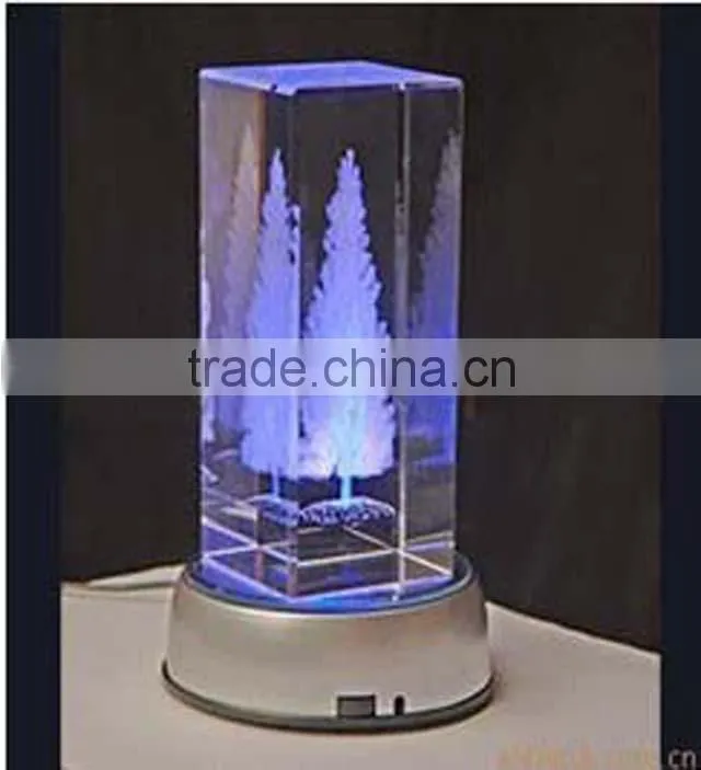 2016 Fabulous birthday gift 3d laser crystal cube engraved Christmas tree