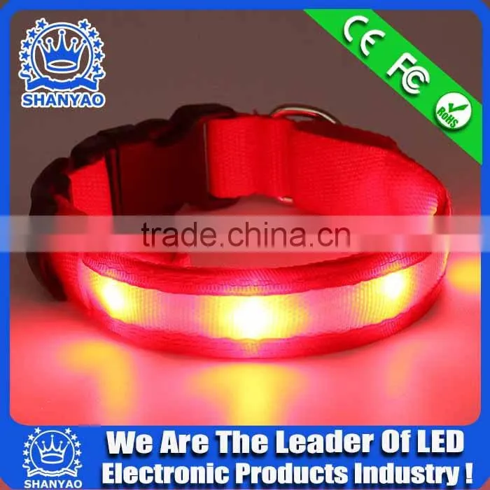 Blue Mini LED Light Leather LED Dog Collar Bulk