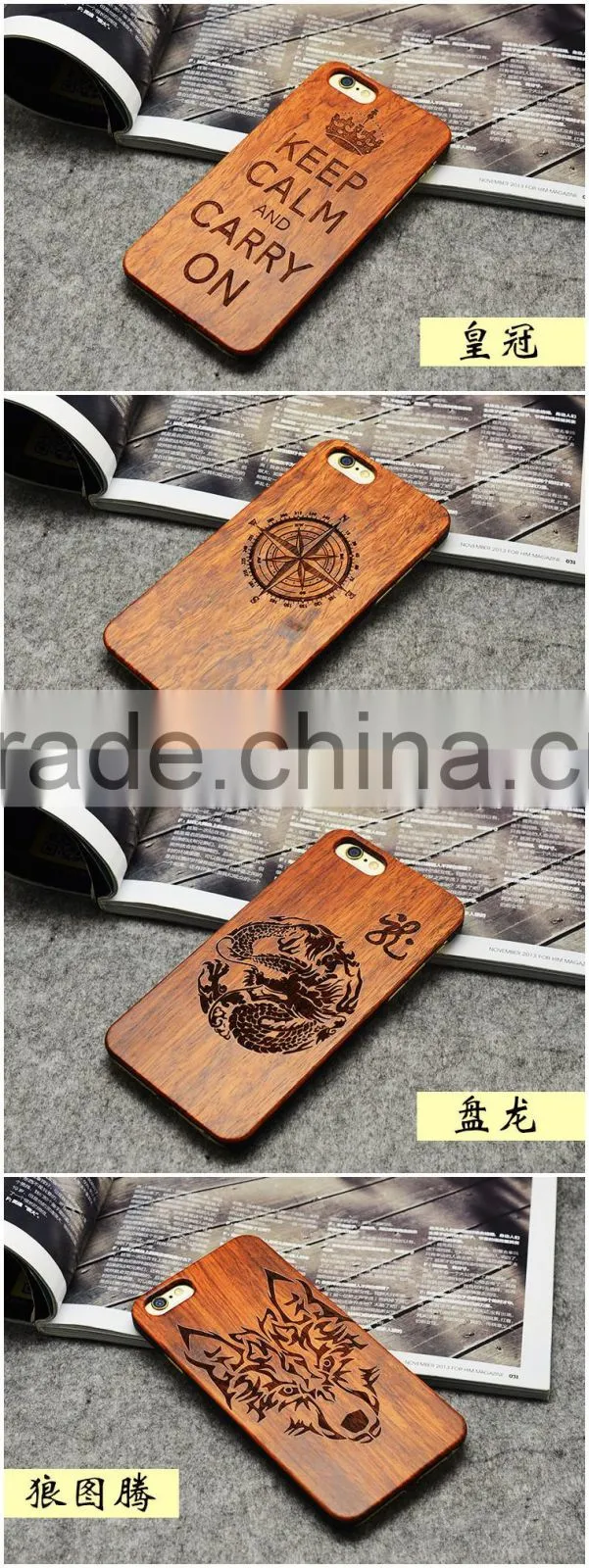 Custom for iPhone Case Engraving PC Real Rose Wood for iPhone case wholesale for iPhone 6 s case