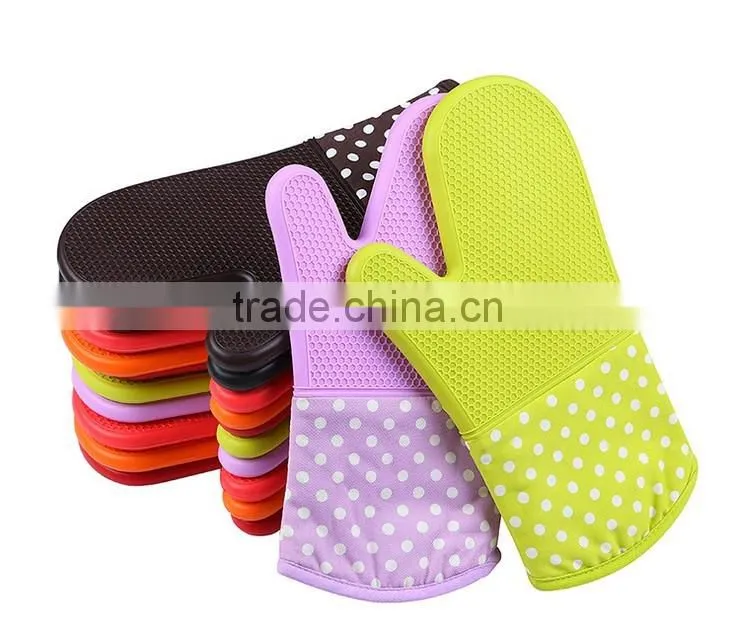 2016 Lengthened cotton oven mitt,silicone oven mitt