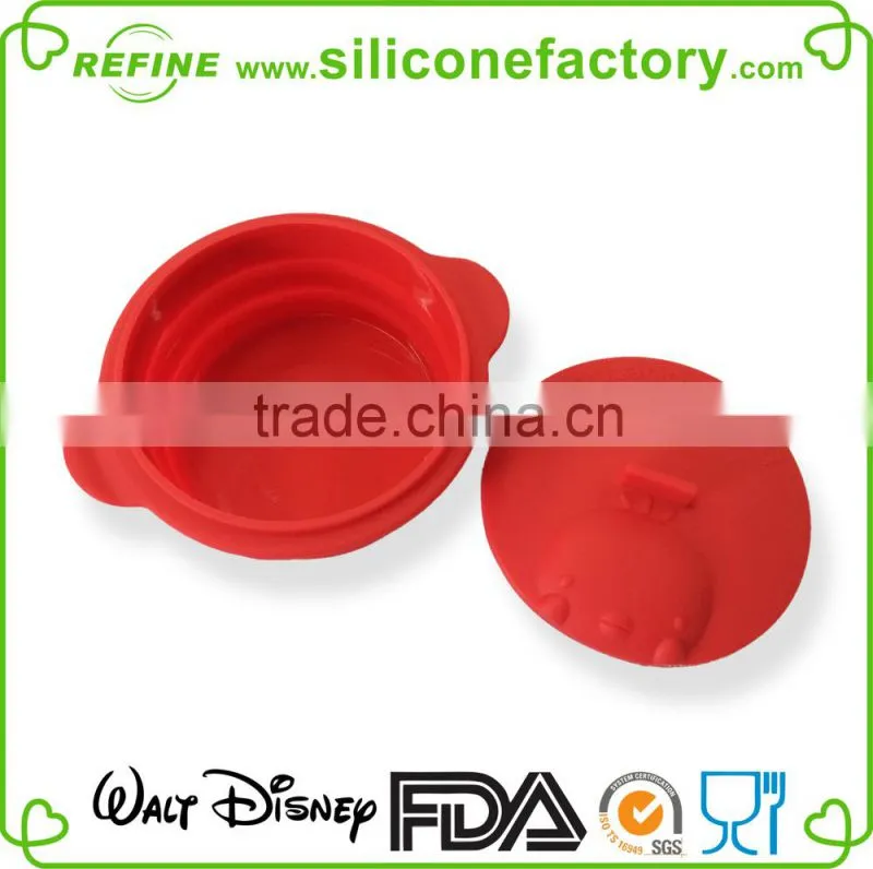 Disney audited factory for portable silicone collapsible bowl with cover lid