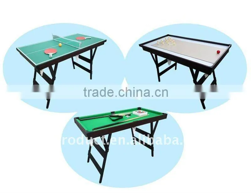 4' Factory promotion 3 in 1 multi games table. Snooker table, table tennis table, shuffleboard