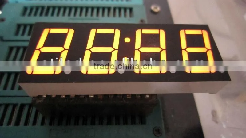 4 digit led digital clock display yellow color 0.56 inch