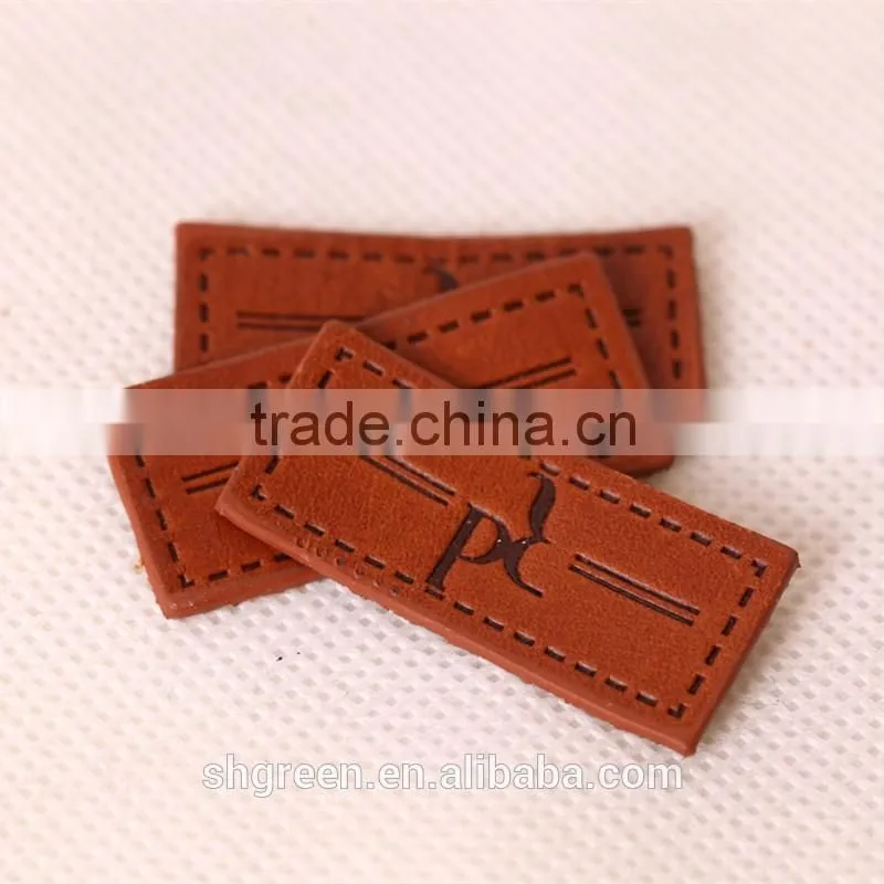 100% true leather label,sewing on leather patch