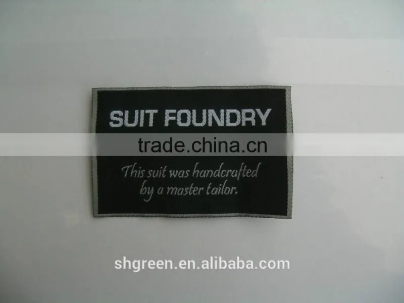 sewing on colth label,woven brand label for hat/cap