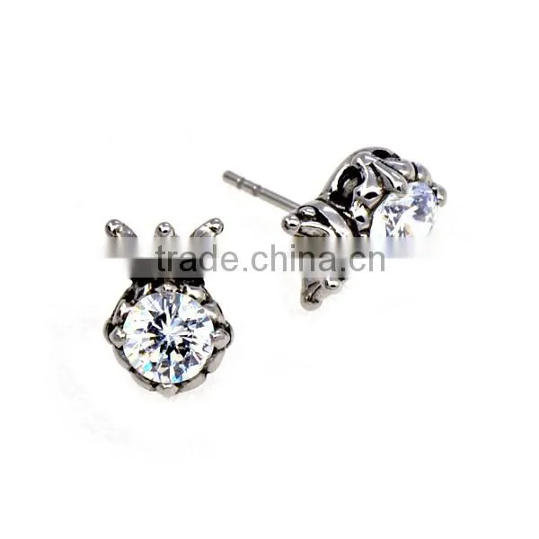 2016 Luxury Women Party Jewelry Unique Silver Charm Crown Diamond Earrring
