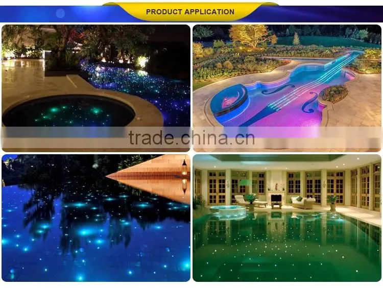 LED swimming pool light with end light optic fiber with black pvc sheated and illuminator 80w fiber optic