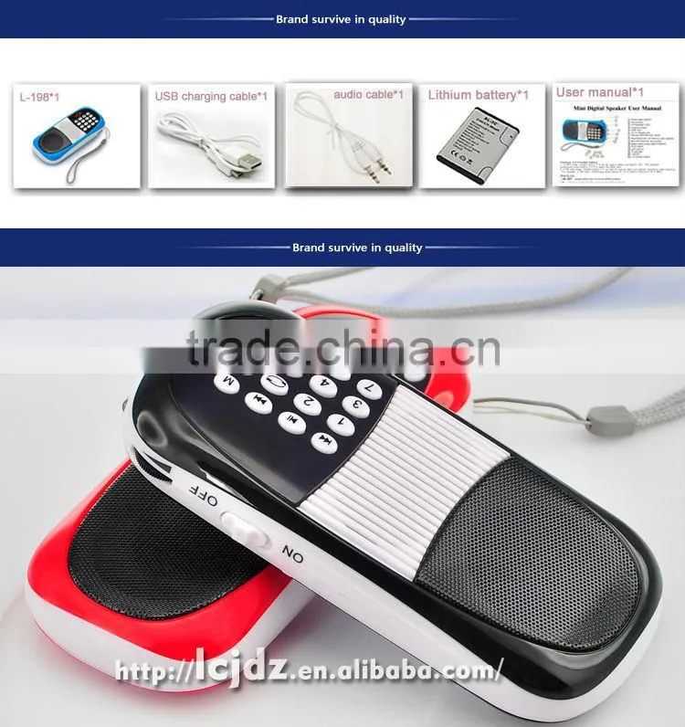 L-198 digital mp3 player manual,rechargeable mp3 player with built in speaker