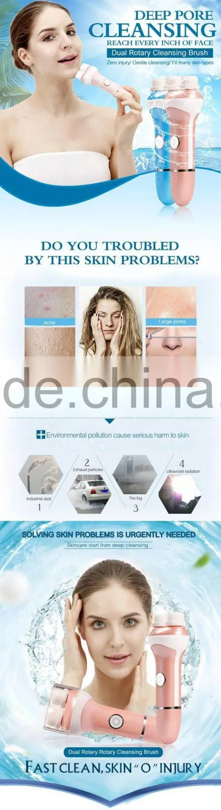 best eletric dual Rotating System rotary brush facial
