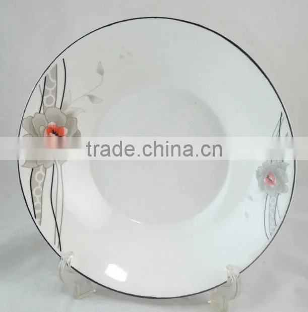 alibaba china ,best ceramic plate for Algeria, 8'' soup plate with black flower