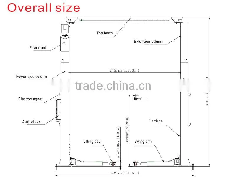 View larger image Launch car lifts TLT240SC(A), double post auto hoist
