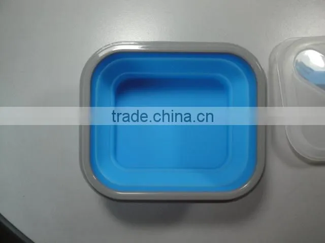 2015 wholsale 2 compartment silicone collapsible lunch box,silicone lunch container