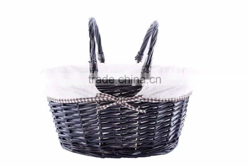 Foldable Handles Wicker Shopping Baskets Gift Hamper with Fabric Lining