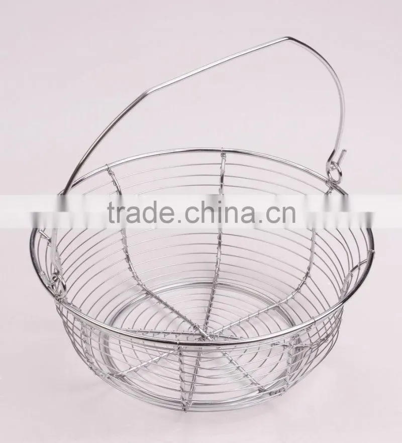 High Quality Steel Wire Vegetable And Fruit Basket With Plastic Tray