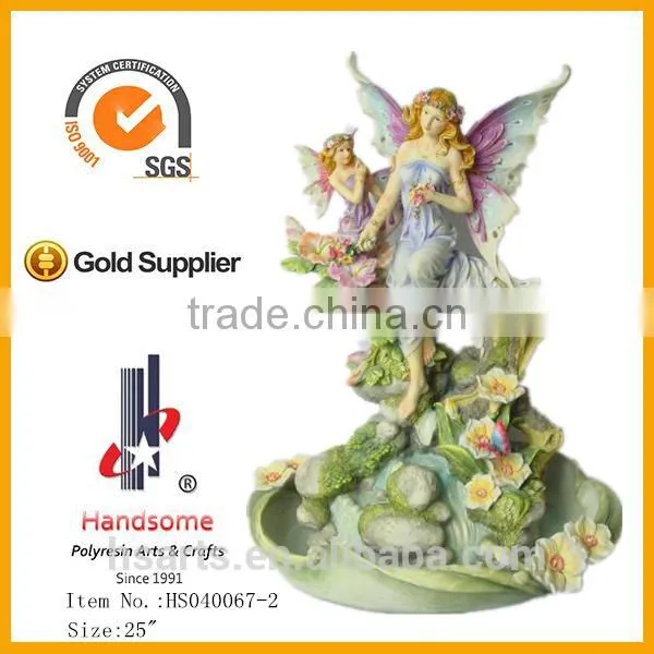 25" antique resin fairy indoor water fountain garden decoration