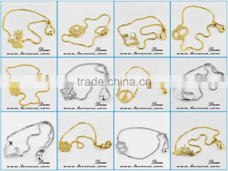 2017 Various pattern chain link bracelets for your choice women gold micro pave bracelet link zircon