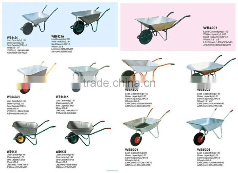 Heavy duty 120kg 58L concrete wheel barrow WB2204