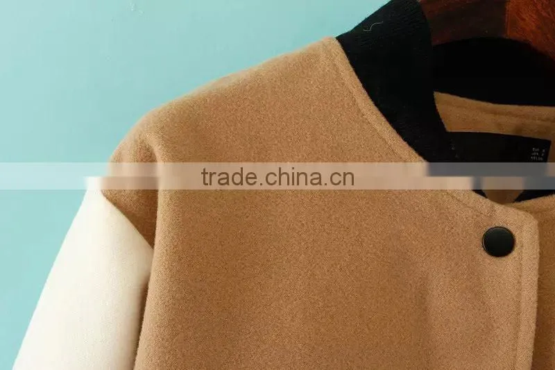 Women Loose Wool Color Matching Baseball Uniform Coats Cheap Clothes Watercolor Crochet College Sports Jackets Wholesale