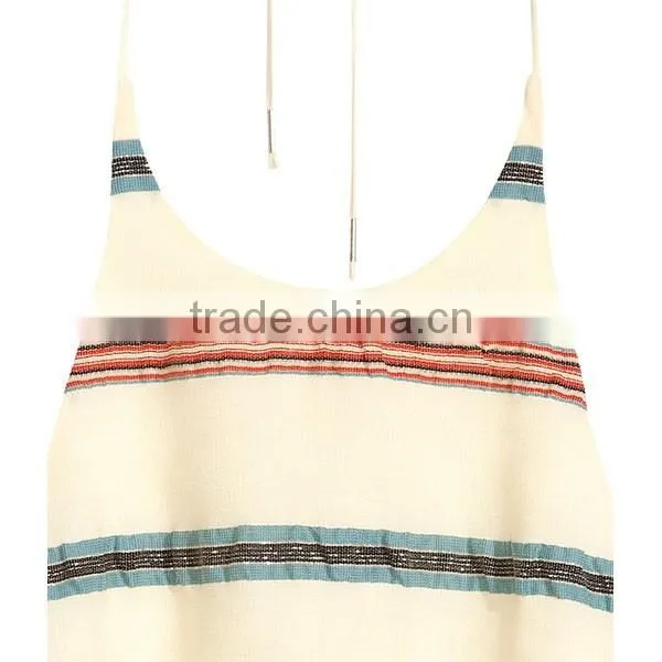 Latest Low Cut Back Woven Fabric Halterneck Glittery Tops For Women HST9263
