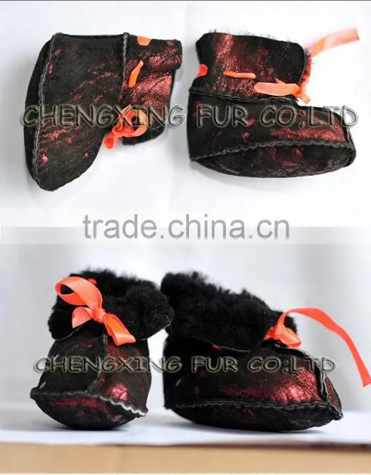 CX-SHOES-01 Genuine Sheared Sheep Leather Child Shoes