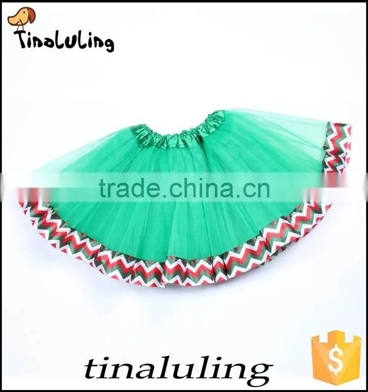 2016 latest new arrival tulle skirts kids christmas green tutus baby pettiskirts with satin ribbons