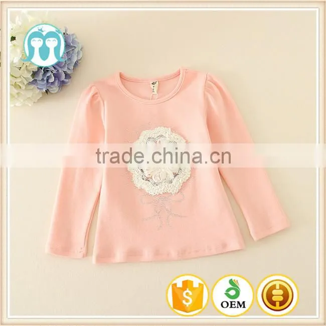 2015 fashion children's tee girls shirt plain newest design shirts for child of 110-140cm