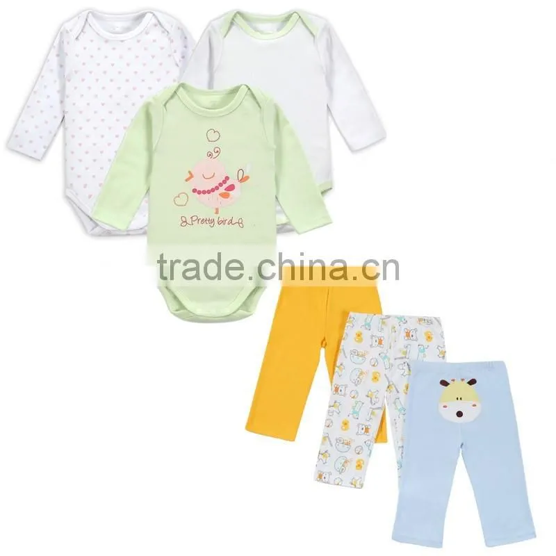 Newborn Baby Clothes Long Sleeves 100% Cotton Romper+Trousers Carters Baby Clothes