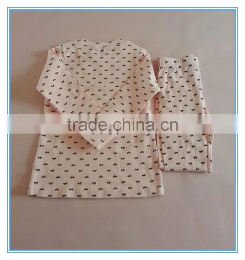Wholesale OEM Children Gilrs Cotton Underwear Set Long Johns, High Quality Kids Pajamas Clothes for Child