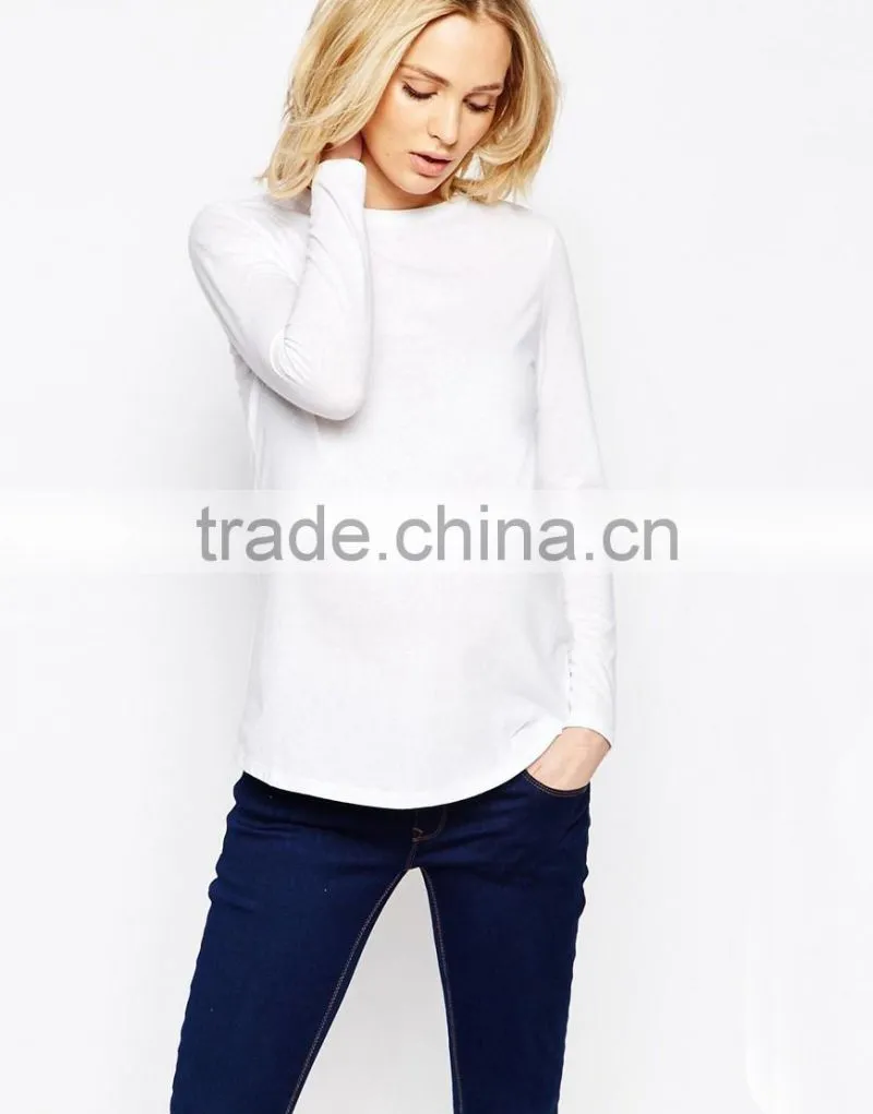 100% cotton long sleeve fashion knitted fabric o neck maternity top clothes