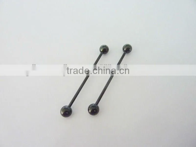 Wholesale New Hot Charm 14G 316L Surgical Stainless Steel plate anodized black piercing industrial barbell tongue ring