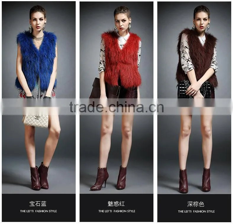 YR725 New Arrival Raccoon Fur Vest Women/Winter Knit Fur Vest Spring Style