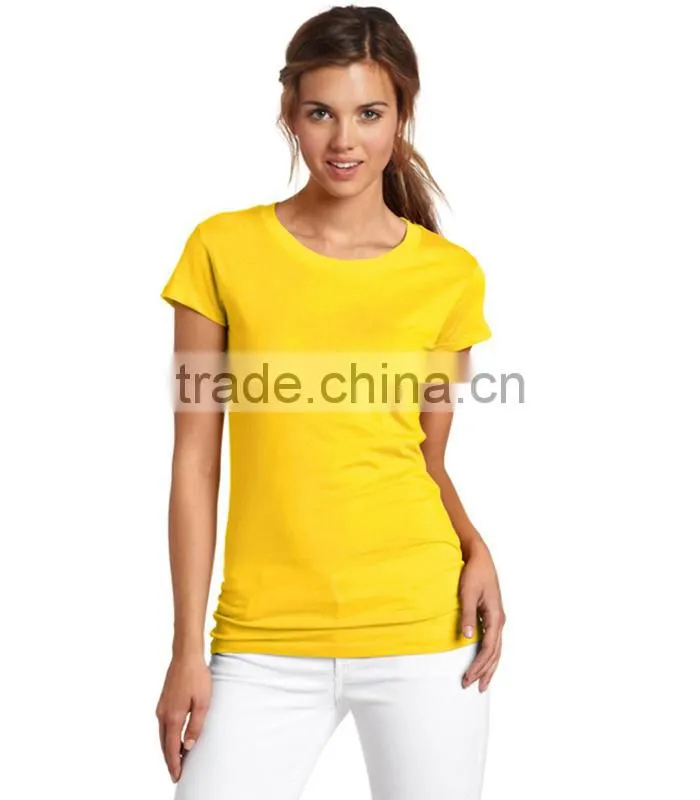 Women's apperal slim fit plain 100% cotton t shirt wholesale