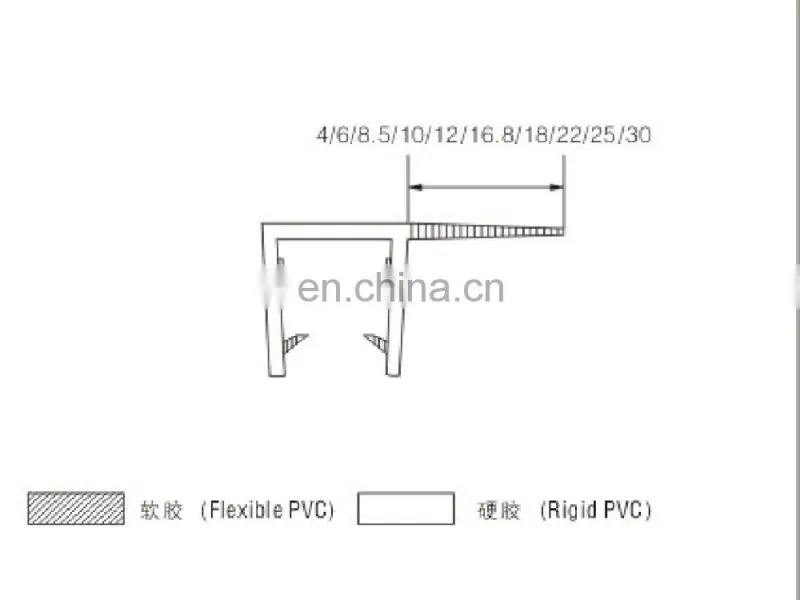 PVC shower door side seals and strip for 4mm, 5mm, 6mm, 8mm, 10mm, 12mm and 15mm glass