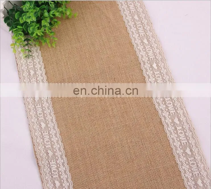 Decorated Lace Burlap Christmas Table Runner
