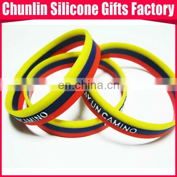 high quality 3 layers embossed silicone wristbands