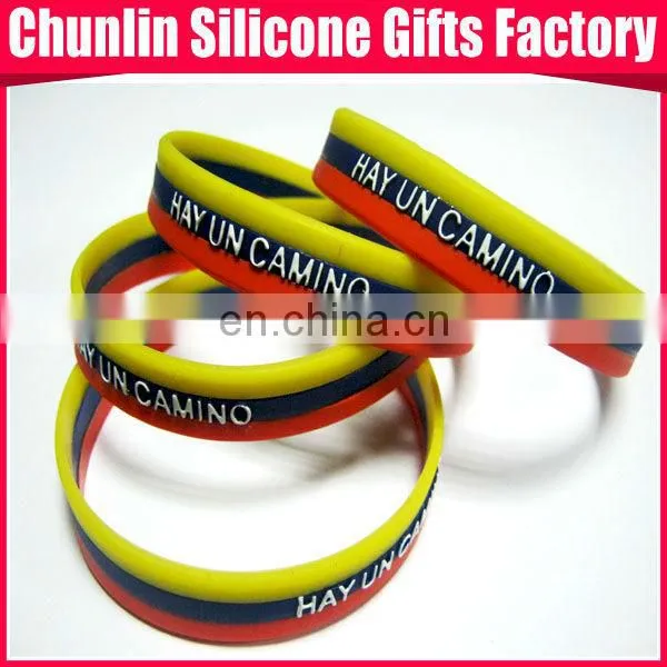 high quality 3 layers embossed silicone wristbands