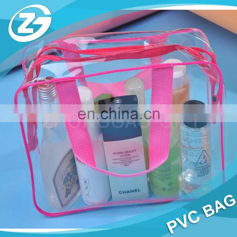 Wholesale Cheap High Quality Zip Top Girls Women Cosmetic Transparent Custom Size Logo Clear PVC Bag