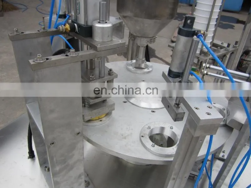 rotary table ice crame small plastic cups filling and sealing machine