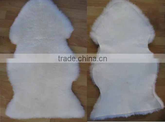 Natural white sheep fur rug