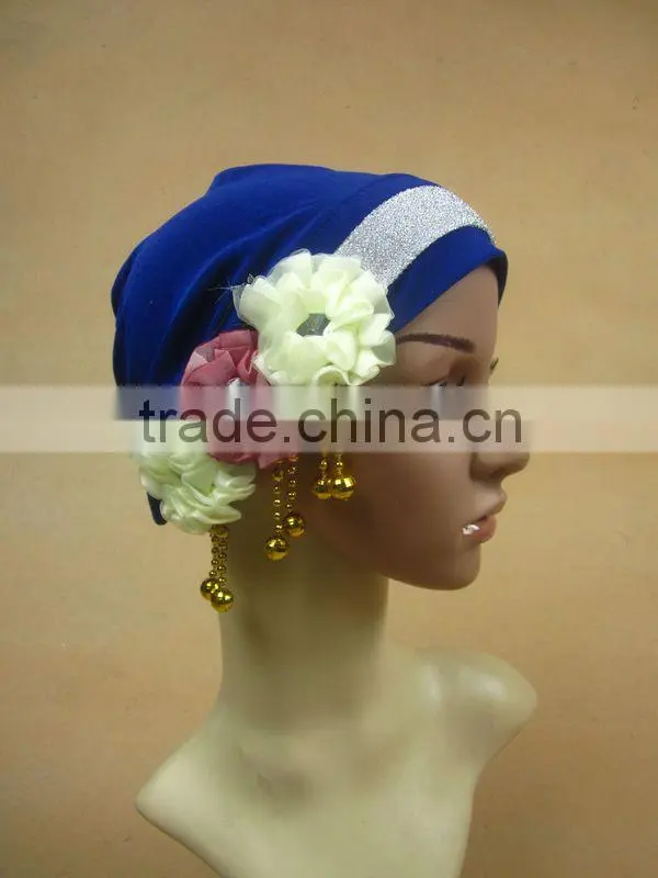 A521 fashion 3 flowers islamic hijab cap muslim hat