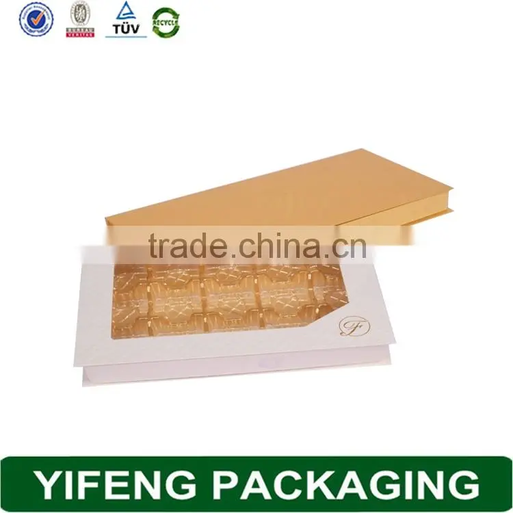 Popular rigid paper chocolate box packaging,luxury cardboard chocolate box with PVC divider tray inside