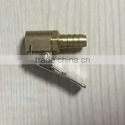 Euro Style Air Chuck 5/16" Hose Barb, Nickel Plated Brass design.