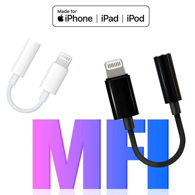 Lightning to 3.5 mm Headphone Jack Adapter Dongle MFi Certified iPhone Audio Adapter Apple Connectors for iPhone