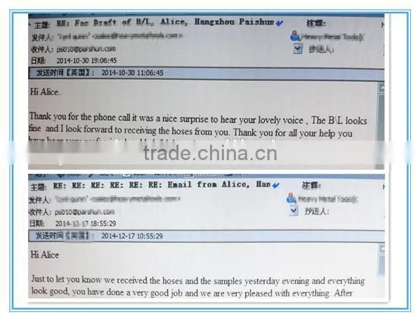 Fiber Braided Flexible Rubber Air Brake Pipe Assembly with SAE J1402 standard