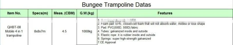 luxury four in one amusement equipment bungee trampoline for sale