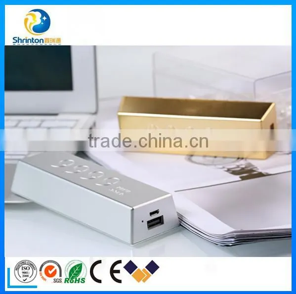 factory directly offer gold bar portable power bank 10000mah with smart shape