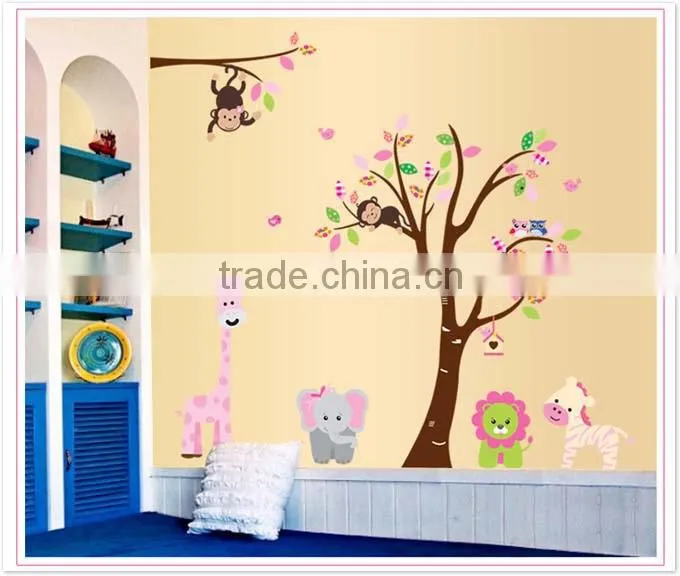 ALFOREVER hot sale the owl tree with other animals wall decals,kids owl decals