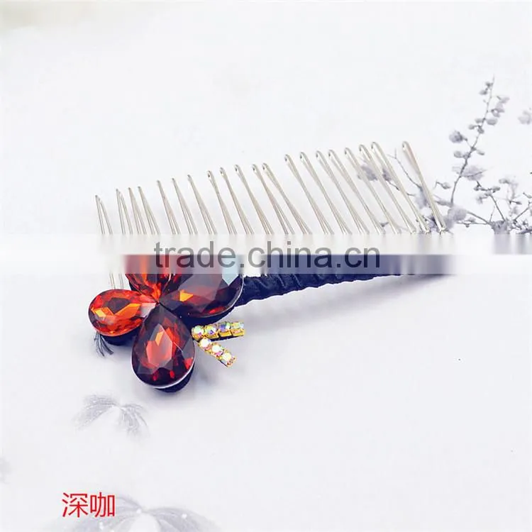 Wedding Bridal Crystal Rhinestone Flower Glass Stone Hairpin Diamante Hair Clip Comb